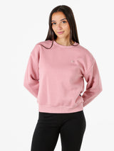 Sudadera de cuello redondo para mujer con interior de algodón cálido - rosa